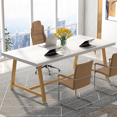 6FT Rectangle Conference Table, 70.9L Meeting Table for 6 People