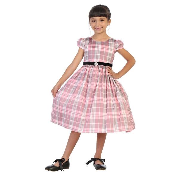 Shop Kids Dream Plus Size Girls Pink Plaid Black Velvet Sash