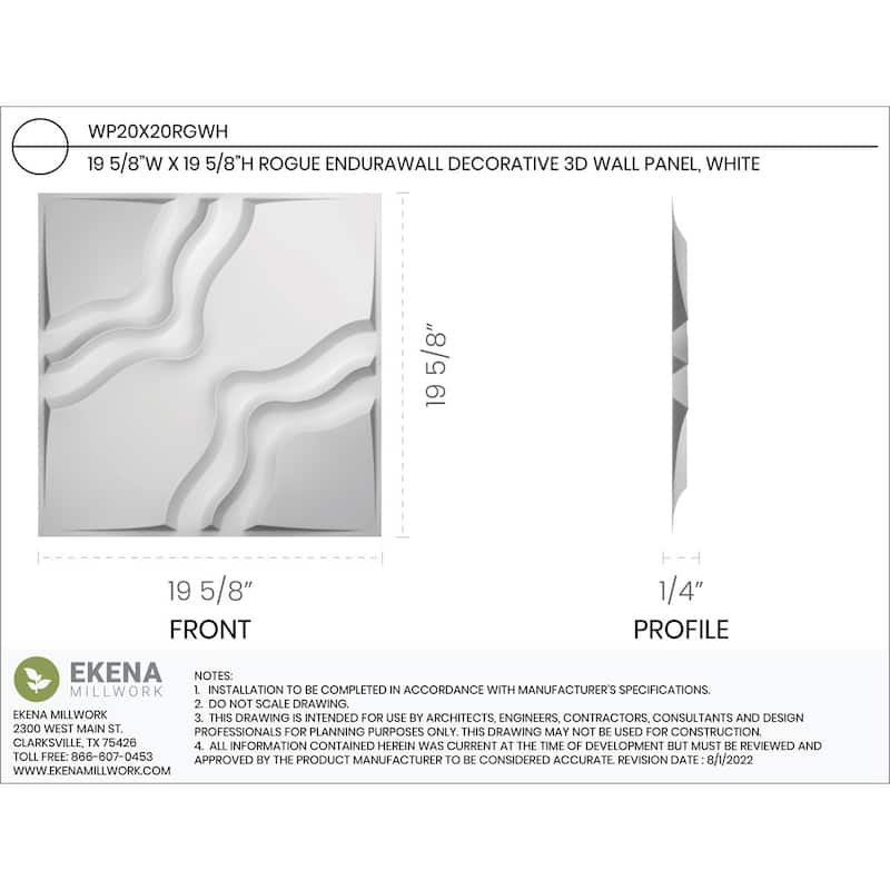 19 5/8"W x 19 5/8"H Rogue EnduraWall Decorative 3D Wall Panel