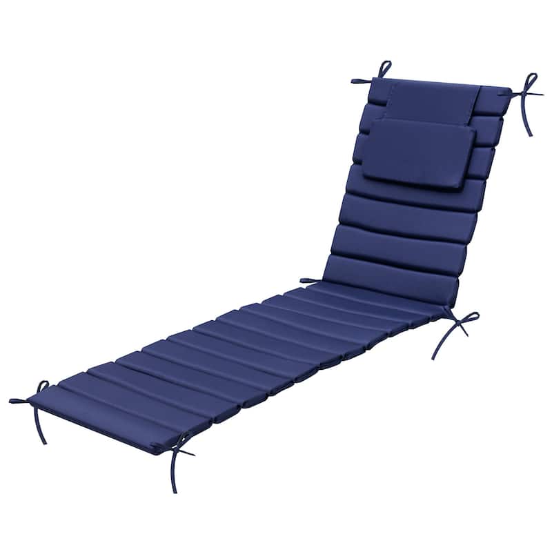 Outdoor Patio Chaise Lounge Cushions Pad with Straps - 70.9''-1PC - NavyBlue