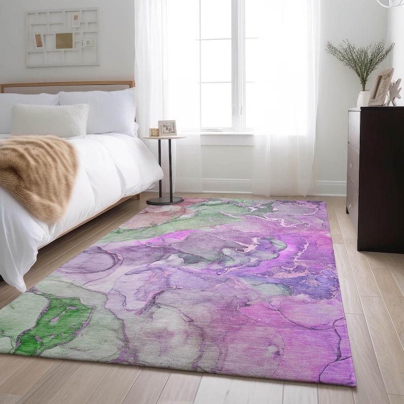 Premium Washable Super Soft Abstract Contemporary Mayfield Rug - Purple - 2' 6" x 3' 10" - Rectangle