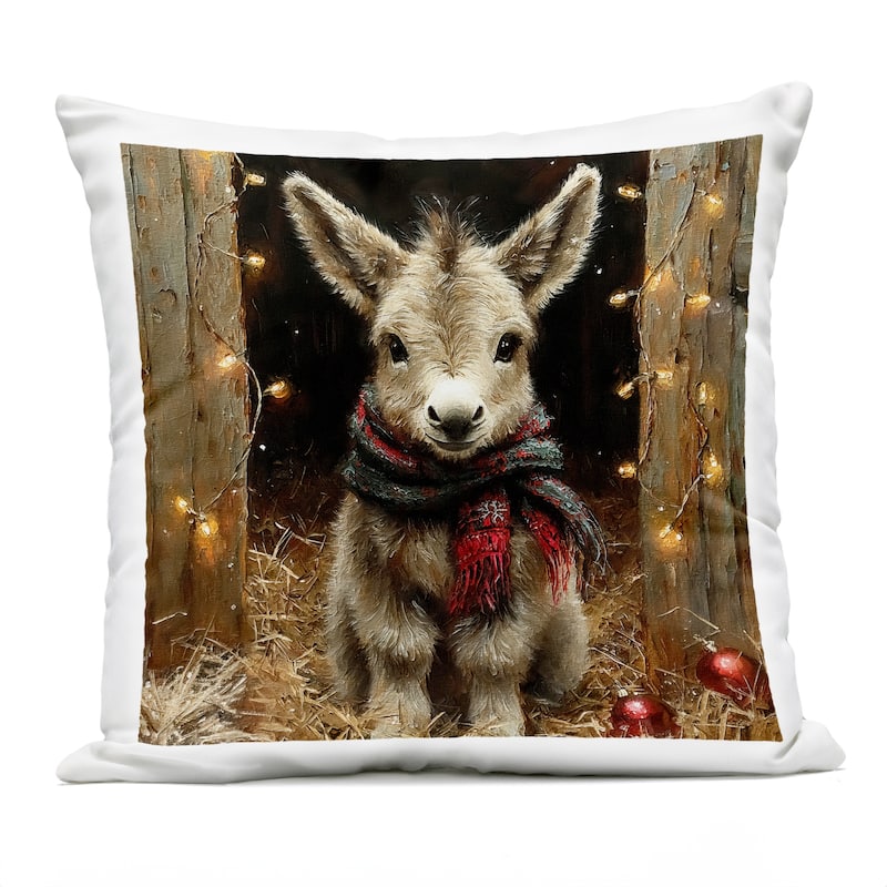 Stupell Baby Donkey & Holiday Lights Printed Outdoor Throw Pillow Design by Riley B - Accent - Polyester - Brown - Single