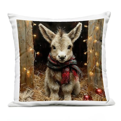 Stupell Baby Donkey & Holiday Lights Printed Outdoor Throw Pillow Design by Riley B