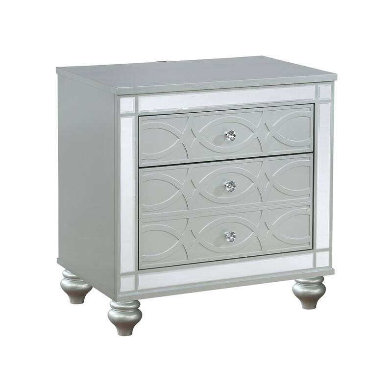 2 Drawers Nightstand with Fret Work Detail
