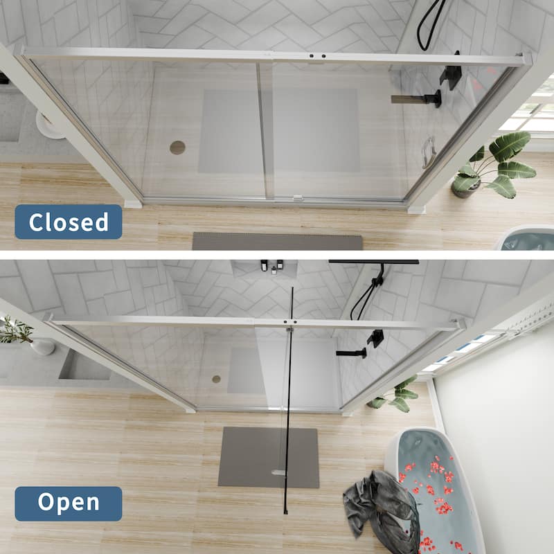 56-60" Bathtub Pivot Shower Screen Door - 60''x 71''