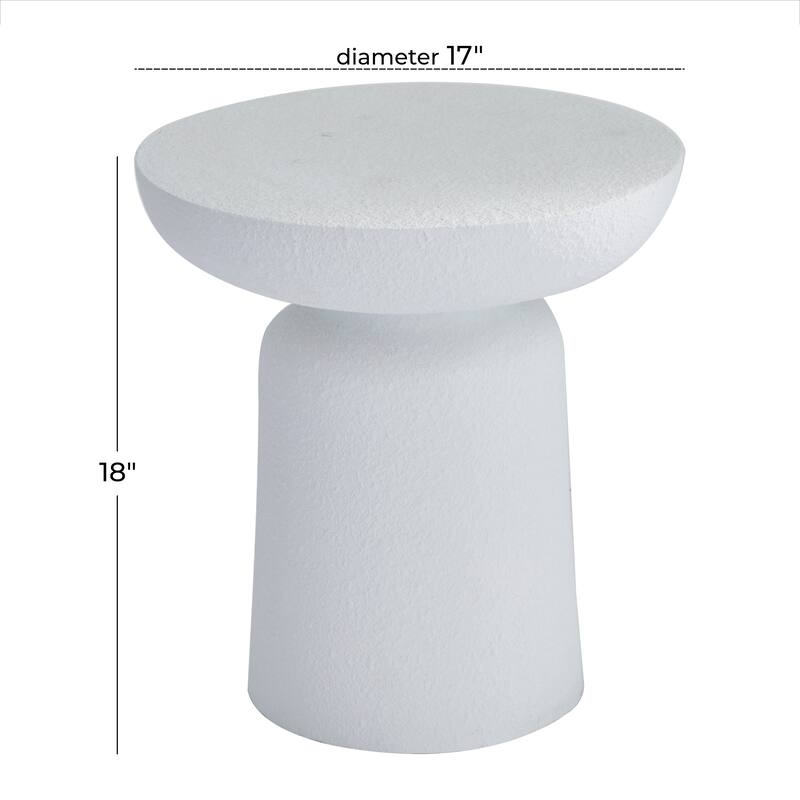 White or Black Magnesium Oxide Outdoor Accent Table with Wide Top