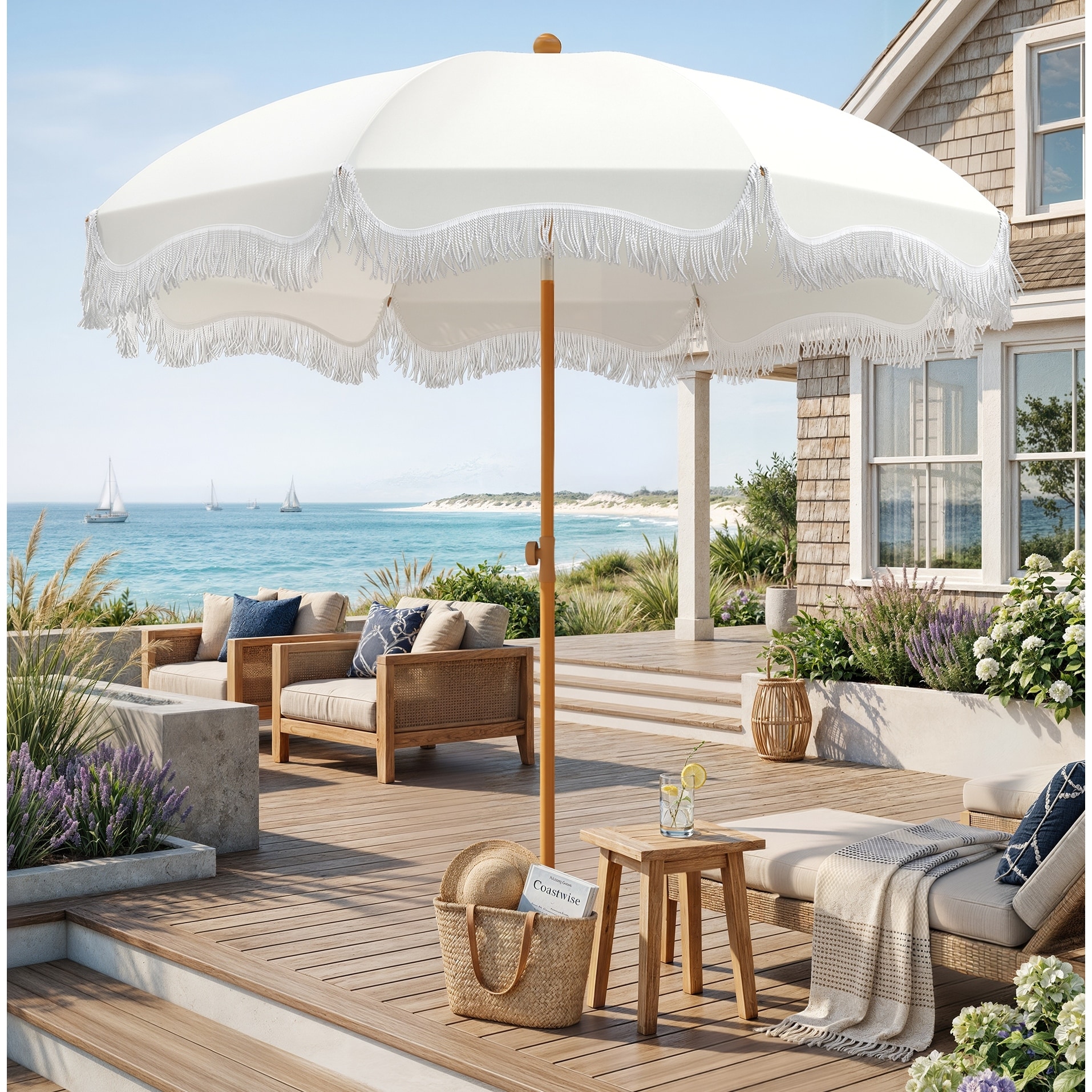beach patio umbrellas 6ft Coconut Fiber Umbrella – Handwoven Natural Outdoor Shade making it resistant to bending or breaking in windy conditions In Swimming Pool Umbrellas |