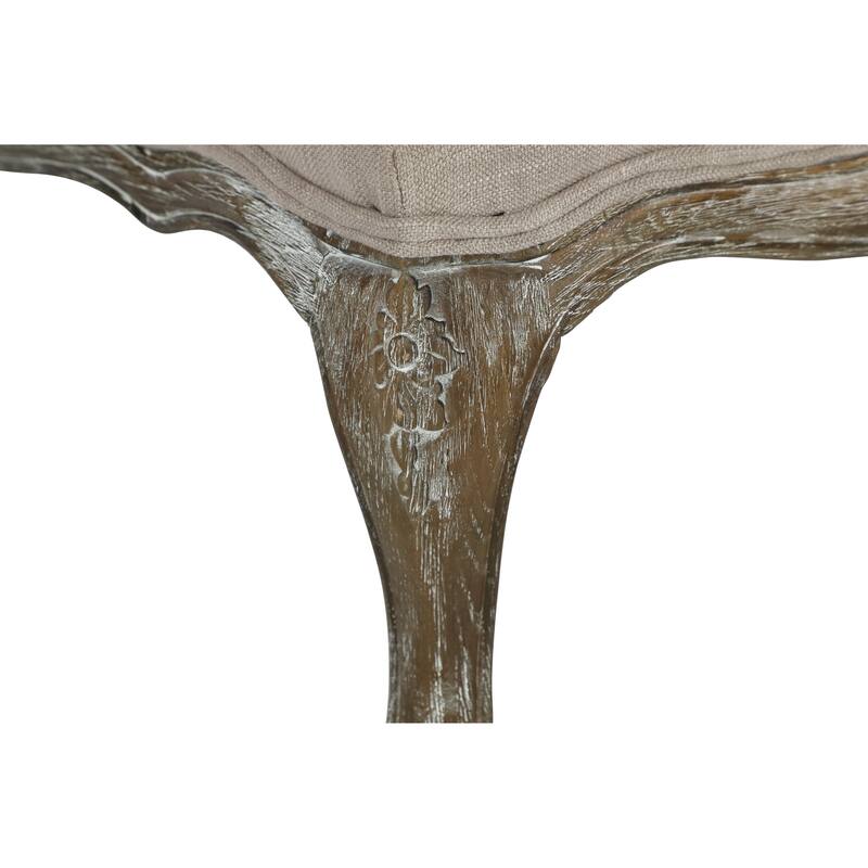 Living Room Accent Ottoman Wood Frame Gray Weathered Finish Textured Fabric Upholstery Foam Seat Cushion