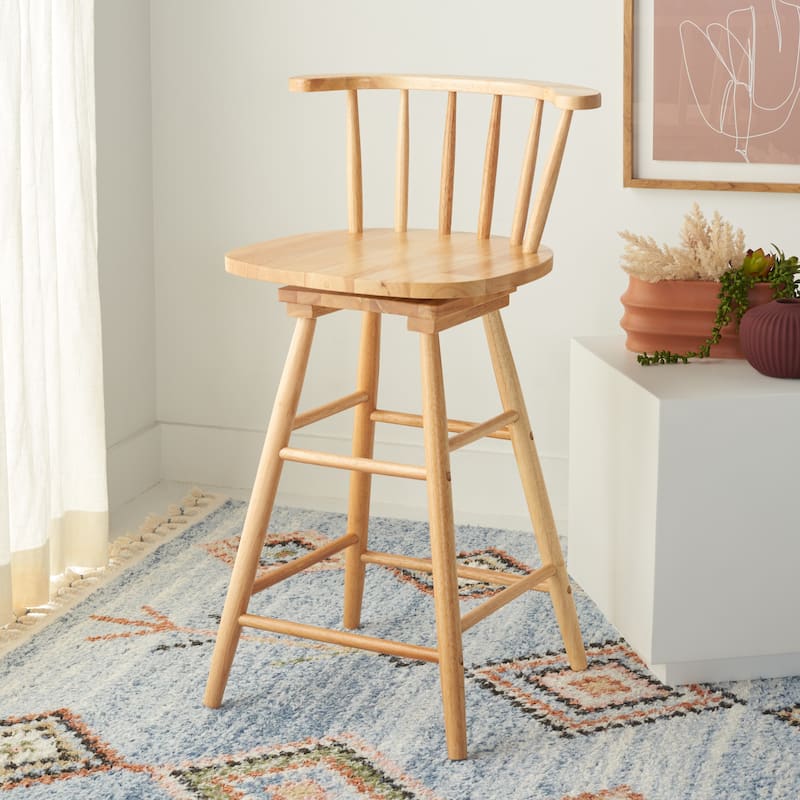 SAFAVIEH Gunnlaug Swivel 25-inch Counter Stool - 21 In. W x 17 In. D x 36 In. H - 21Wx17Dx36H - Natural