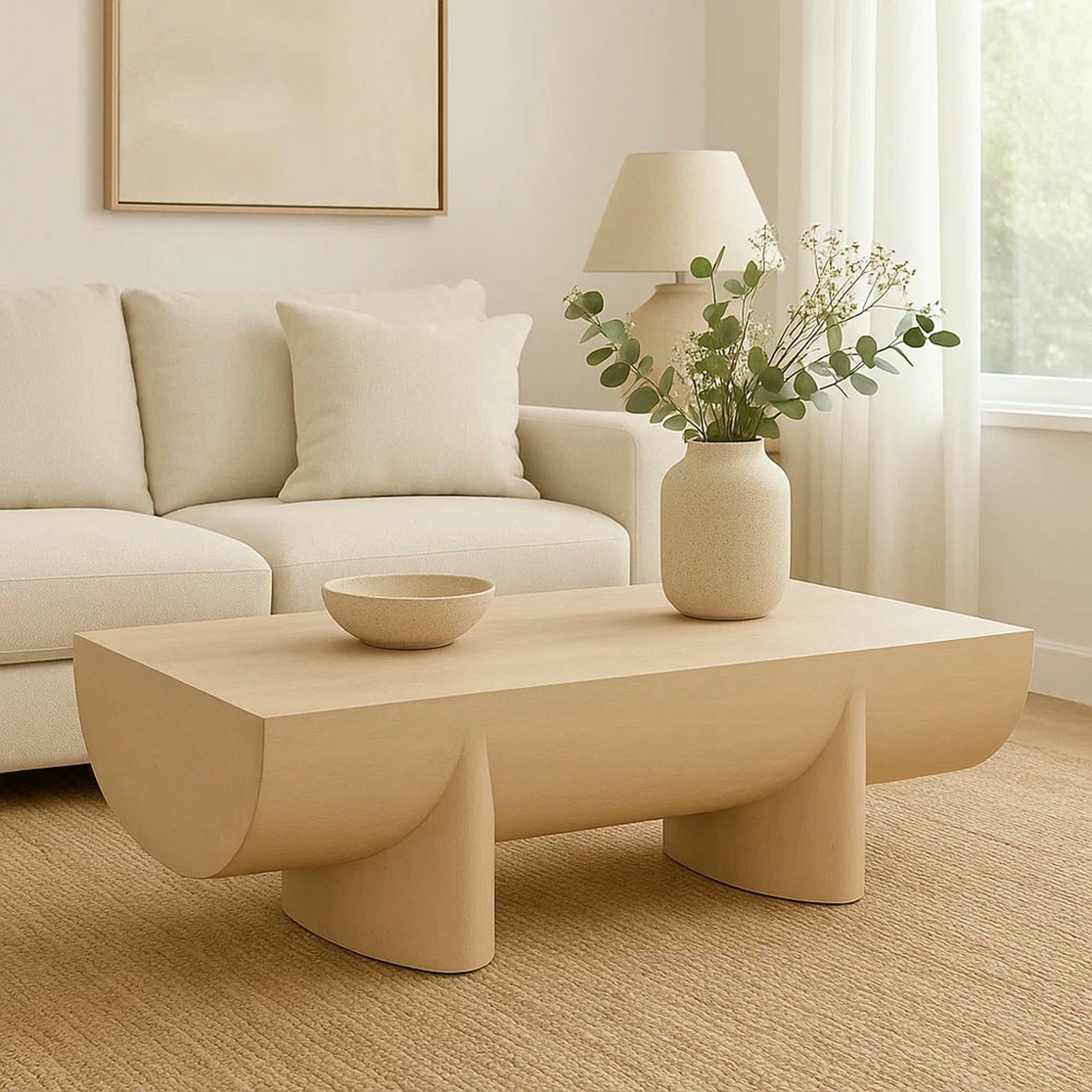 Wilhelm Coffee Table 48" Log Design Natural Mango Wood Hand Crafted