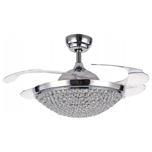 Dimmable Light 42-inch Foldable 4-Blades Crystal Fandelier ...