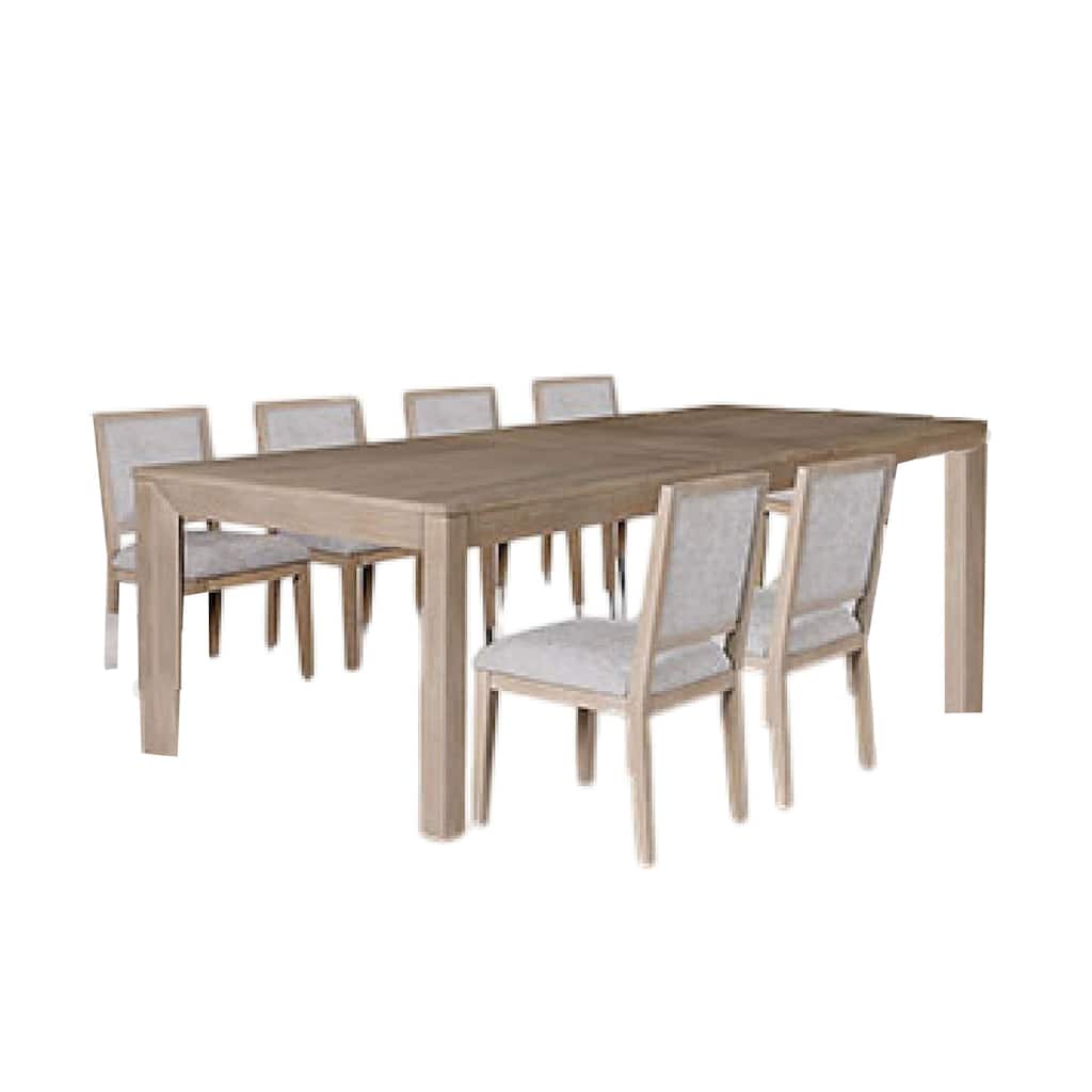 Kizie 7pc Dining Table Set, 94-118 Inch Extendable, Tawny Brown Chairs