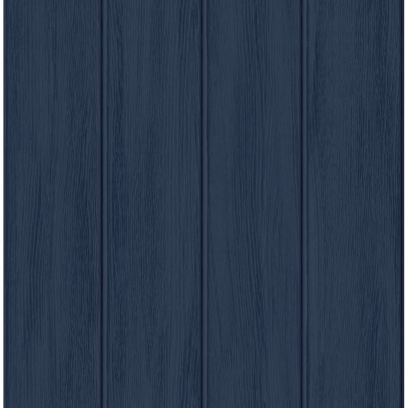 NextWall Wood Panel Peel and Stick Wallpaper - 20.5 in. W x 18 ft. L - Navy Blue