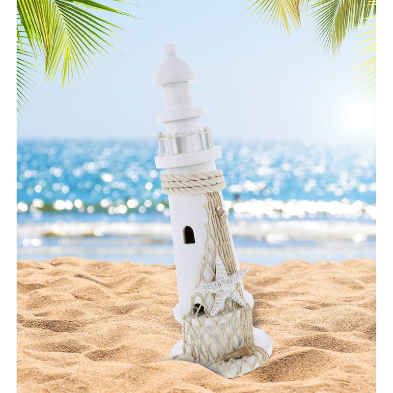 CoTa Global White Lighthouse Decor with Starfish - 14 Inches - 14 Inches