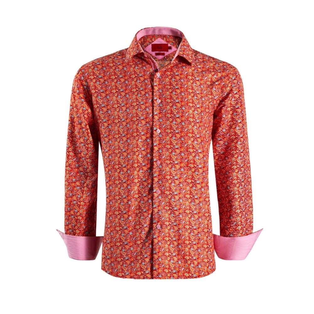 red paisley dress shirt Dark Red Paisley Dress Shirt M