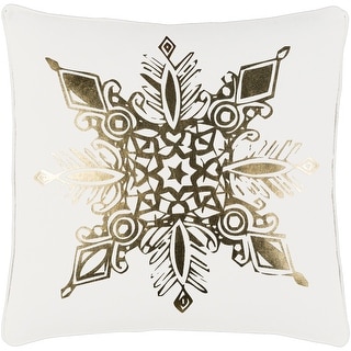 Singulis Snowflake Holiday White Feather Down or Poly Filled Throw Pillow 18-inch