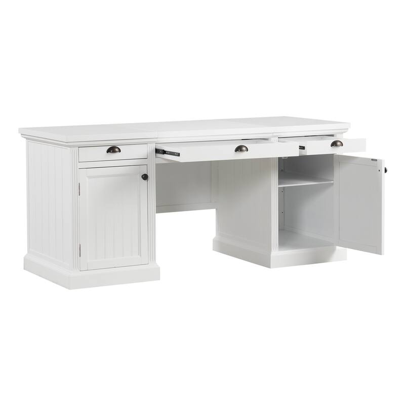 67''Modern Executive Desk,Computer Desk with 2 Storage Cabinet and 3 Drawers, Rectangle Home Office Desk with back