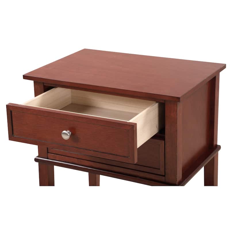 Cherry Nightstand 28x22x16 Contemporary Bedside Table with Open Shelf Storage, Compact Durable Design for Bedroom