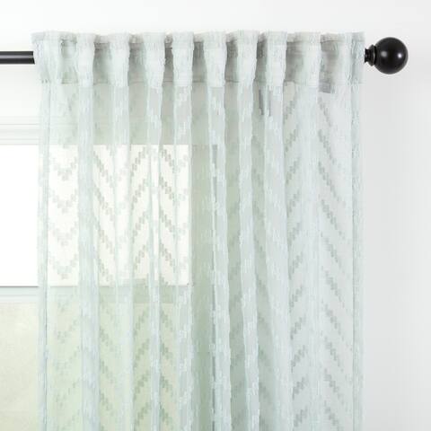 Chanasya ZigZag Clipped Textured Sheer Window Curtain Panel Pair (Set of 2)