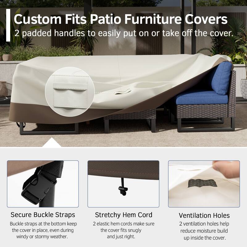 Pocassy Outdoor Sofa Lounge Chair Covers Heavy Duty Waterproof Covers.