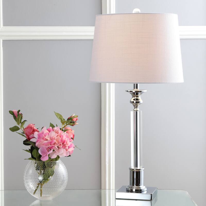Foster 28" Crystal LED Table Lamp, Clear/Chrome by JONATHAN Y