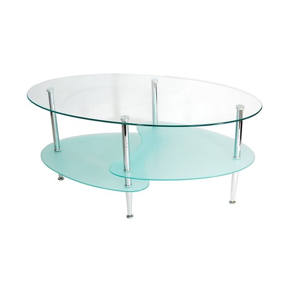 Shop Fex Glass Oval Living Room Metal Coffee Table In