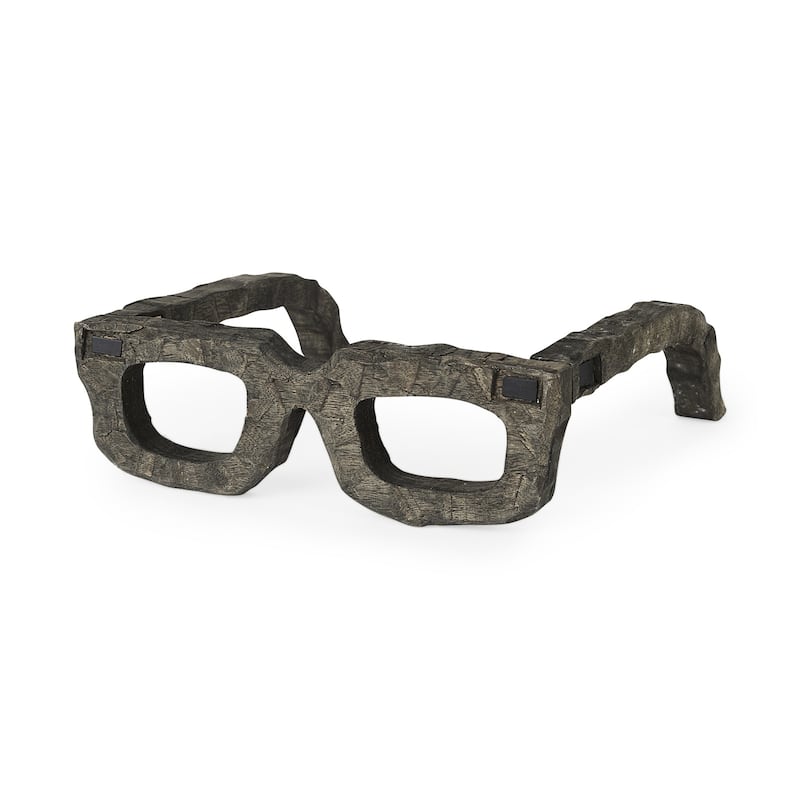 Eugene Rustic Brown Wooden Eyeglass Sculpture - 14"W x 13"D x 5"H - 14"W x 13"D x 5"H - Brown