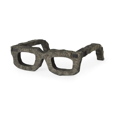Eugene Rustic Brown Wooden Eyeglass Sculpture - 14"W x 13"D x 5"H