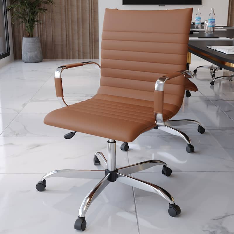 Harris Ergonomic Mid-Back Leather Office Chair with Metal Frame, Adjustable Height, Tilt Lock, and Swivel for Home Office