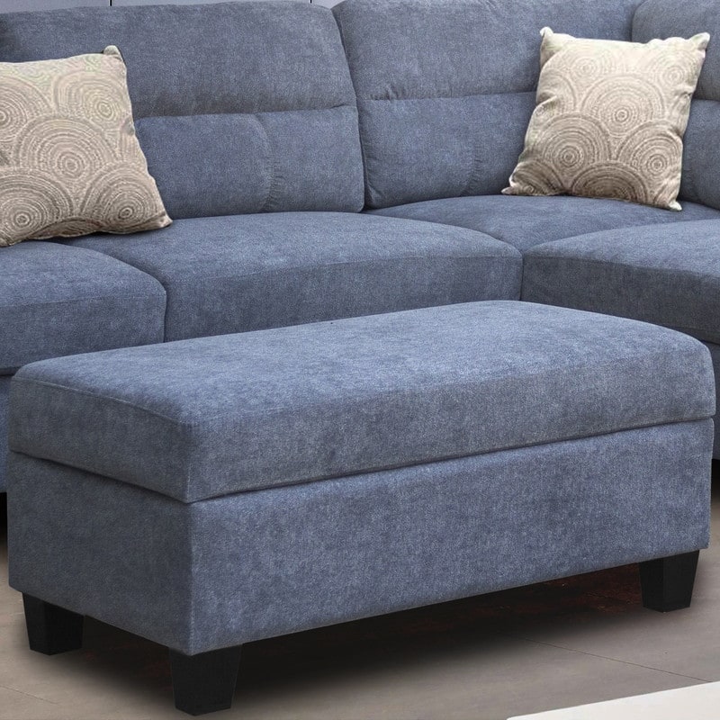 Diego 100"W Fabric Sectional Sofa with Right Facing Chaise, Storage Ottoman, and 2 Accent Pillows