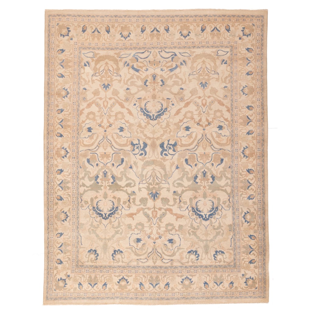ECARPETGALLERY Hand-knotted Peshawar Oushak Ivory Wool Rug - 7'10 x 10'1