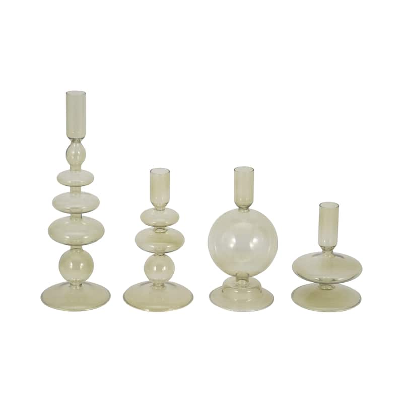 Sagebrook Home Glass Elegance - Illuminate Your Space with Unique Candle Holders - 4" x 4" x 7"