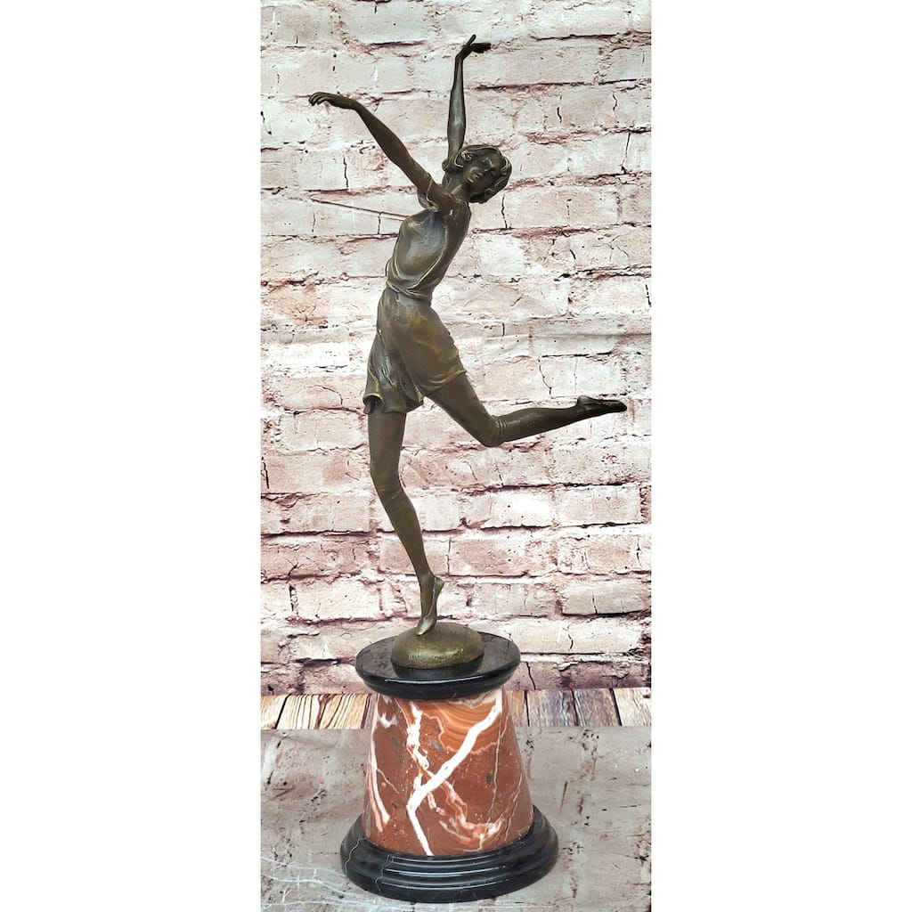 Handmade Bronze Dancer Statue High Kicker By Bruno Zach Figurine Figure Art Deco