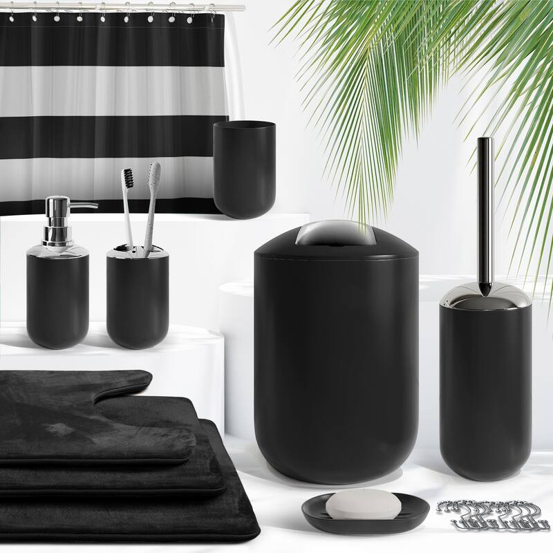 Clara Clark 23 Piece Complete Bathroom Accessories Kit With Shower Curtain and Rug Set