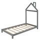 preview thumbnail 6 of 9, Gray Twin Size Wood Bed with House Headboard for Kids