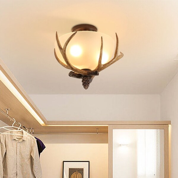 Flush mount antler light fixture 2025