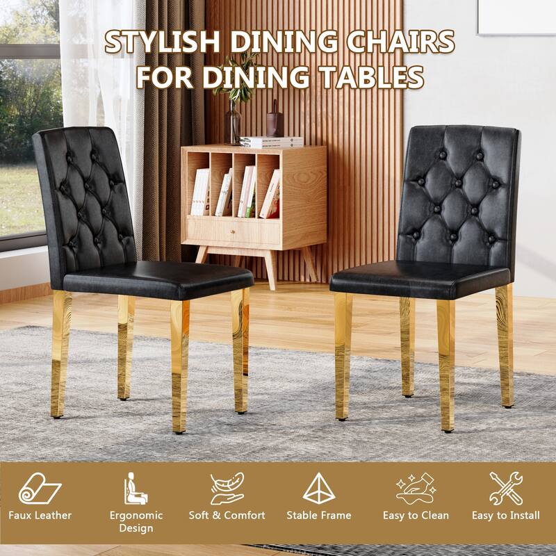 Dining Chair Black Side Chair Leisure Chair Reception Chair Leather Chair Kitchen Chair with Metal Legs