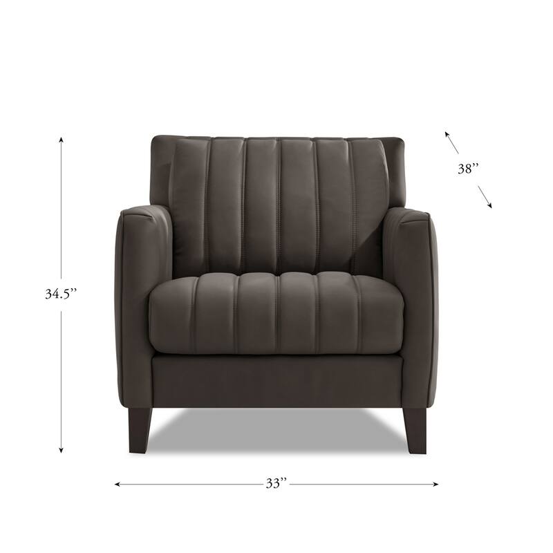 Hydeline Ennis Top Grain Leather Chair with Feather, Memory Foam and Springs