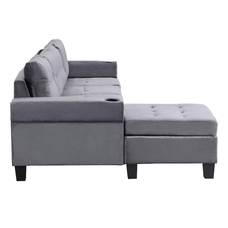 97.8" Modern 4-Seat Sofa Set with Storage Chaise