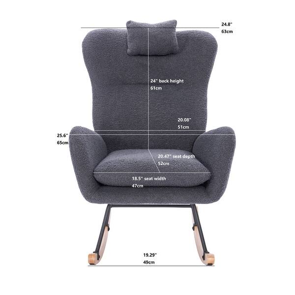 Teddy Upholstered Nursery Rocking Chair for Living Room Bedroom(WHITE ...