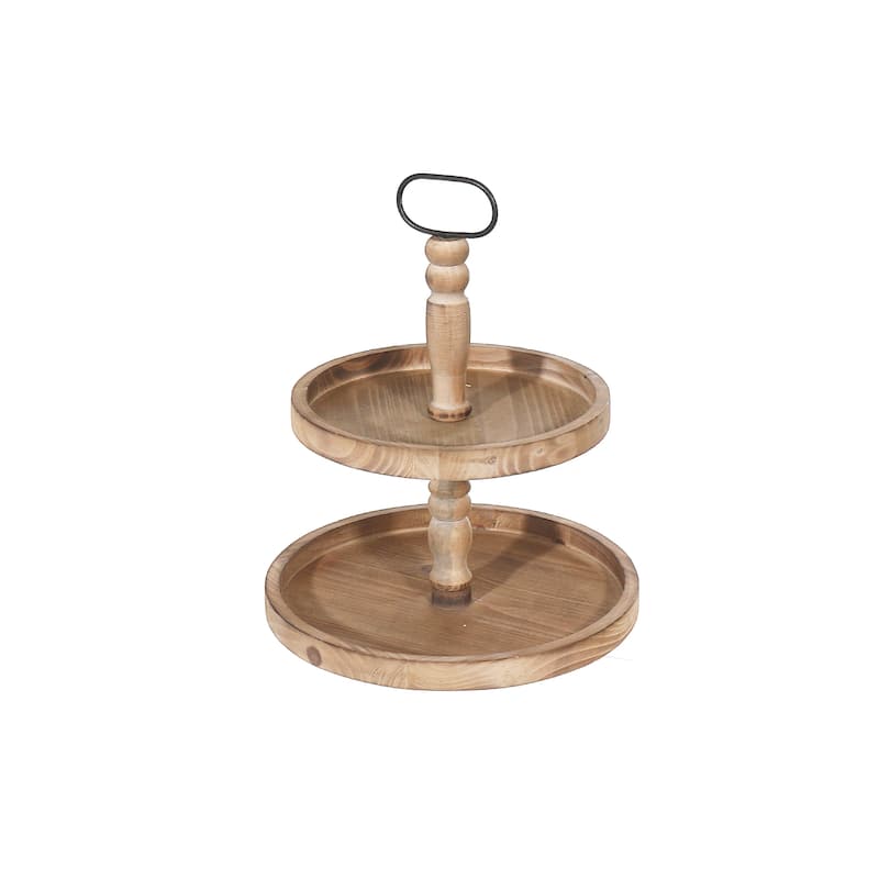 IH Casa Decor 2 Tier Wooden Round Stand
