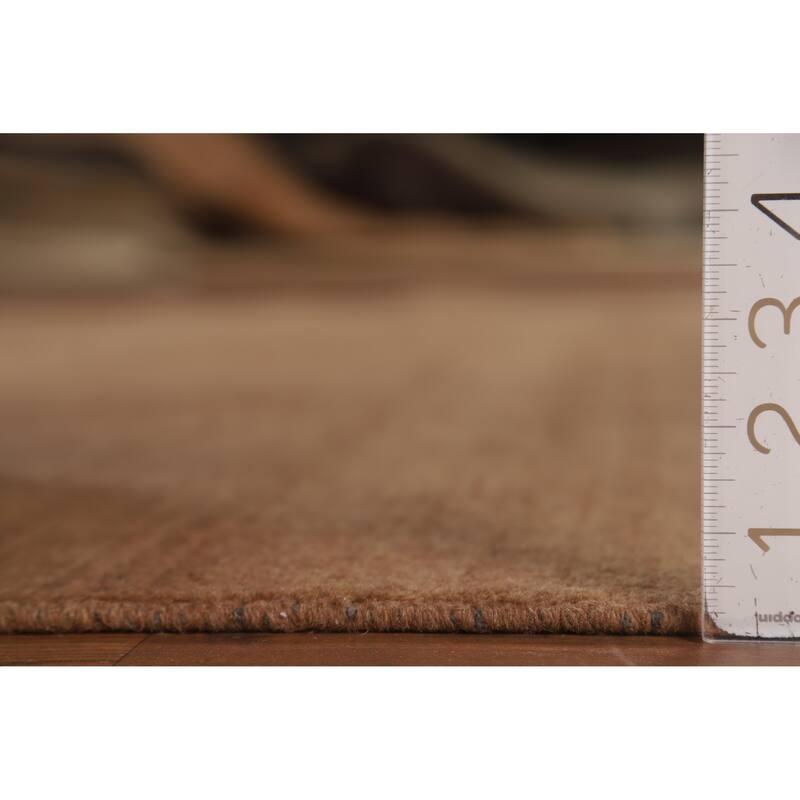 Light Brown Modern Gabbeh Oriental Area Rug Hand-Knotted Wool Carpet - 6'7" x 9'10"