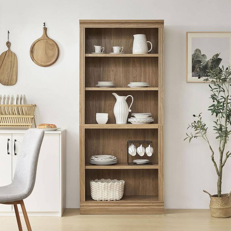 VAUXHILL & CO. Halston Standard Bookcase Adjustable Storage Shelving Unit, Oak - 73.2
