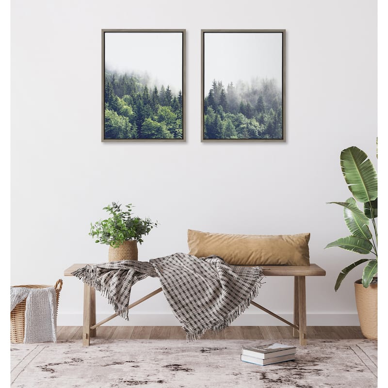 Kate and Laurel Sylvie Foggy Canvas Set by The Creative Bunch Studio