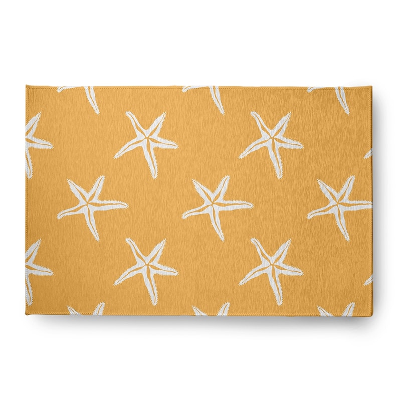 Starfish Beach Style Chenille Area Rug - Egg Yolk Yellow - 4' x 6'