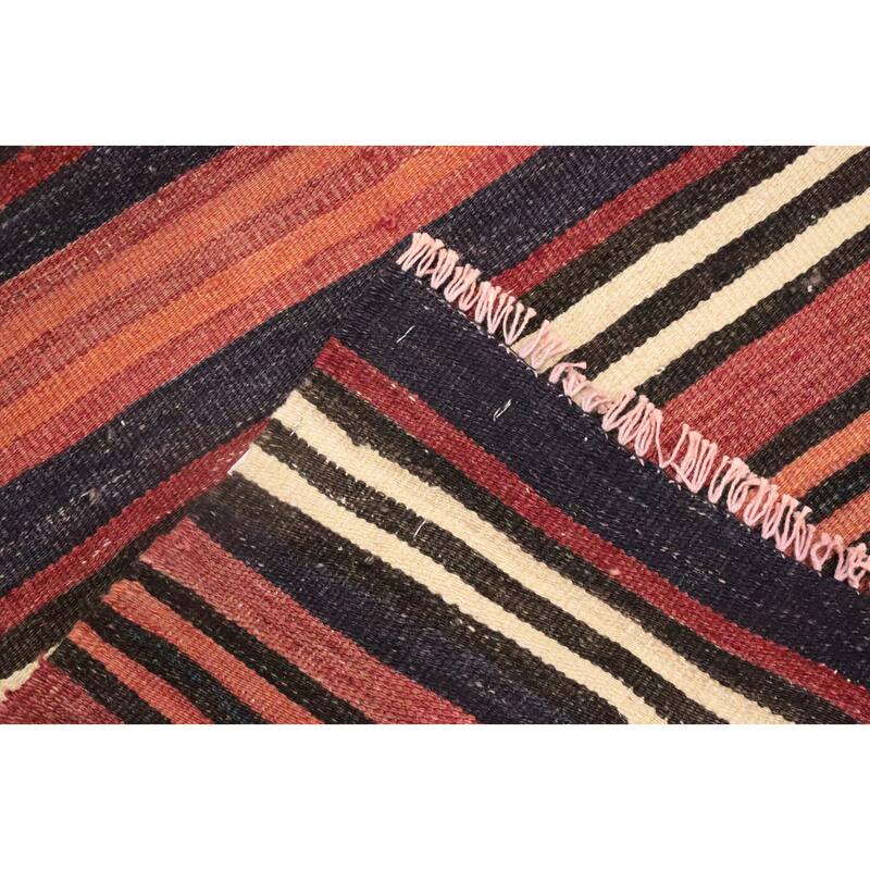 Hand Woven Oriental 100% Wool Carpet Southwestern Geometric Oranges & Rust Kilim Area Rug - 10' 8'' X 4' 9''