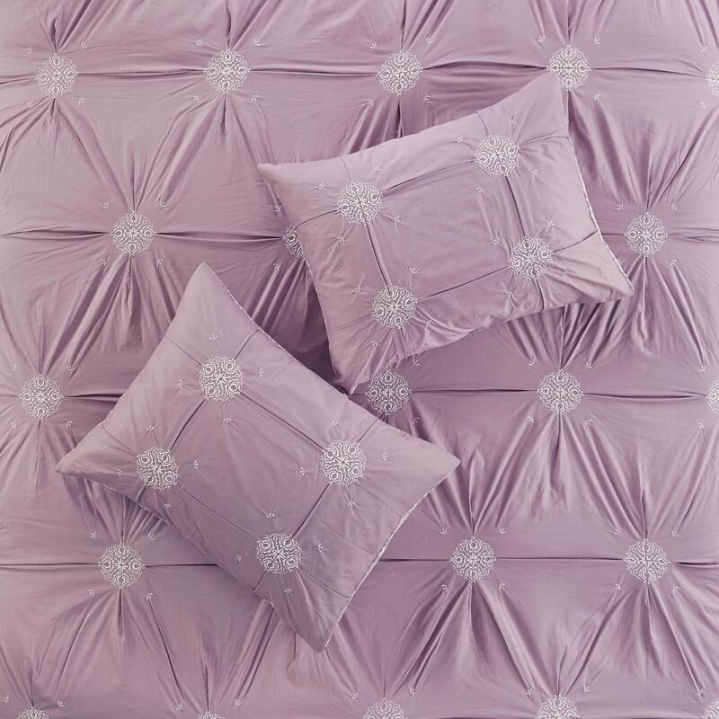 Madison Park Edna Embroidered Cotton Reversible Duvet Cover Set