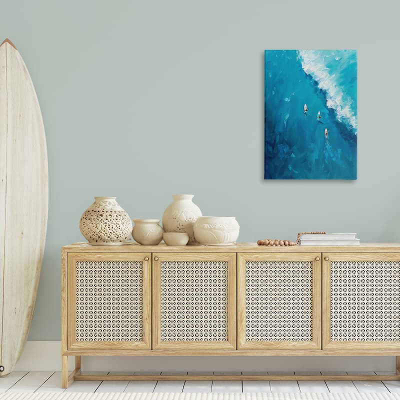 Stupell Aerial Surfers Approaching Wave Canvas Wall Art Design By LSR Design Studio