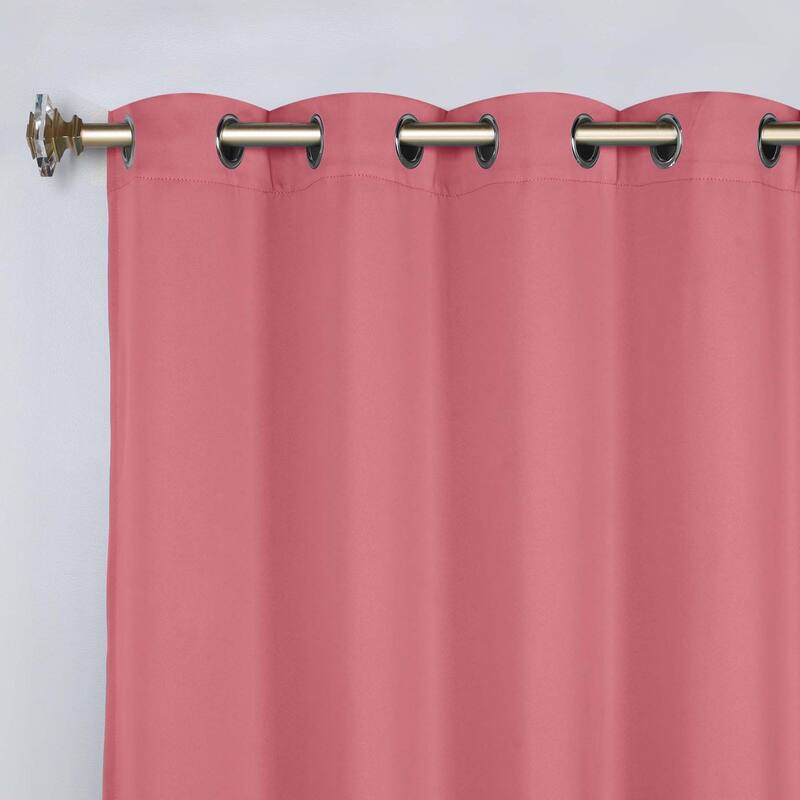 Superior Solid Machine Washable Room Darkening Grommet Curtains, Set of 2