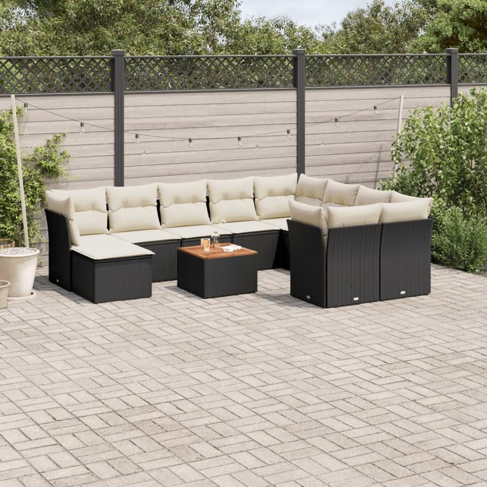 vidaXL Patio Sofa Set with Cushions Outdoor Furniture 11 Piece Poly Rattan - 24.4 x 24.4 x 27.2